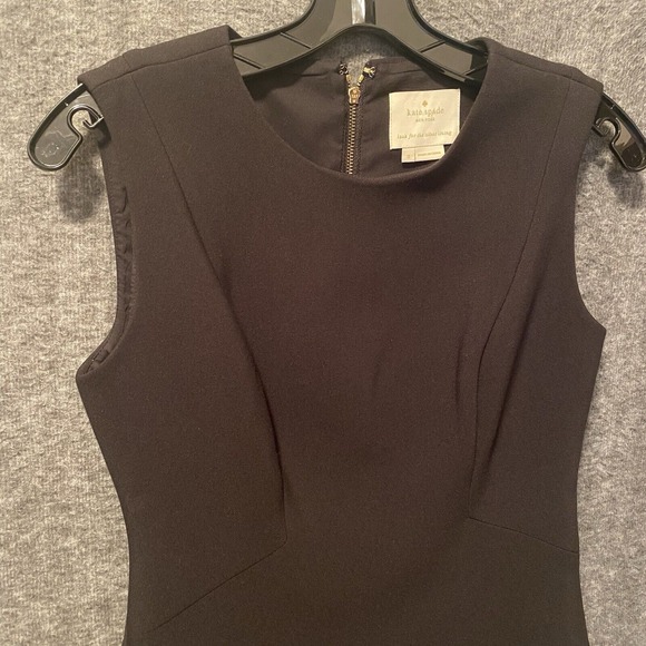 Kate Spade Dress Womens 2 Black Cocktail Sleeveless‎ Sheath Gold Zip Back Career - Picture 3 of 9